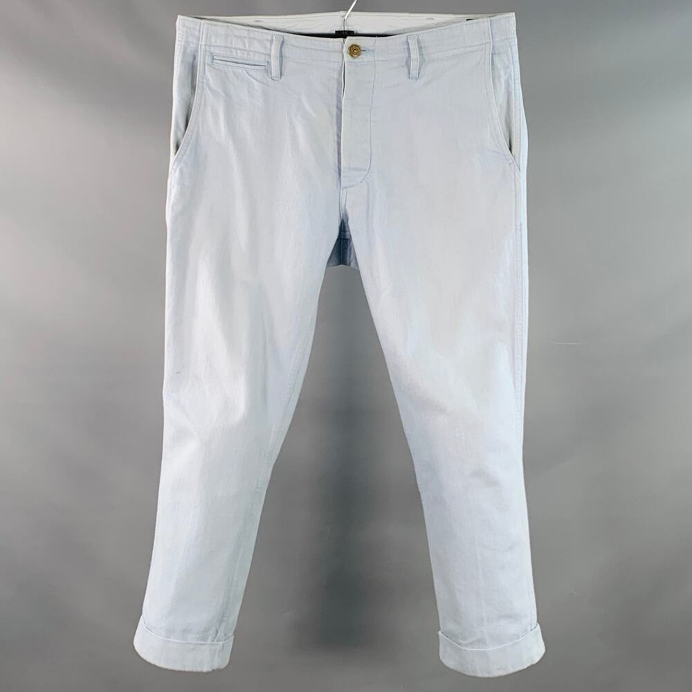 VISVIM Size M Blue Twill Cotton Straight Back Cinch Casual Pants